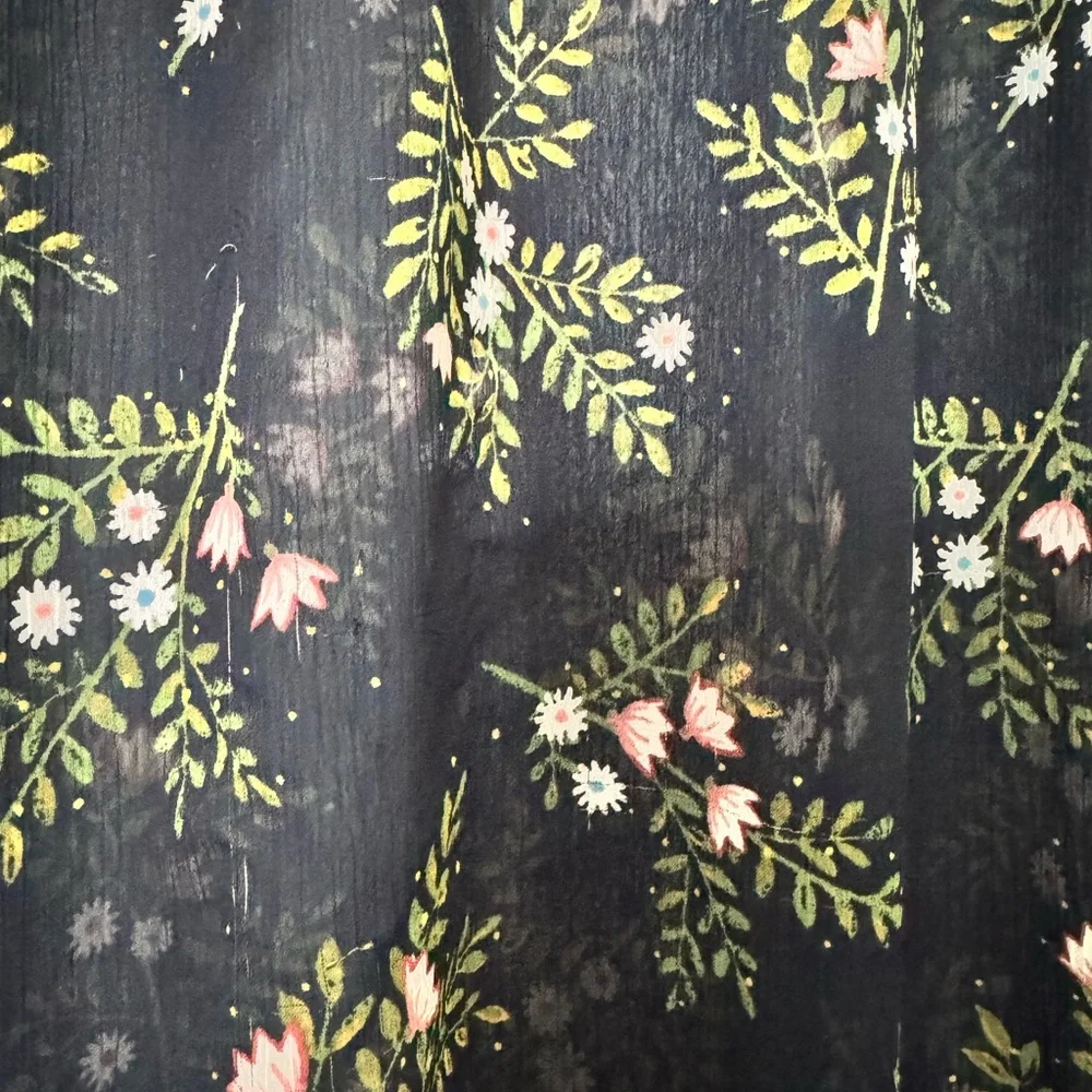 LC Lauren Conrad Black Sheer Blouse with Pink & Green Floral Print - Picture 2 of 4